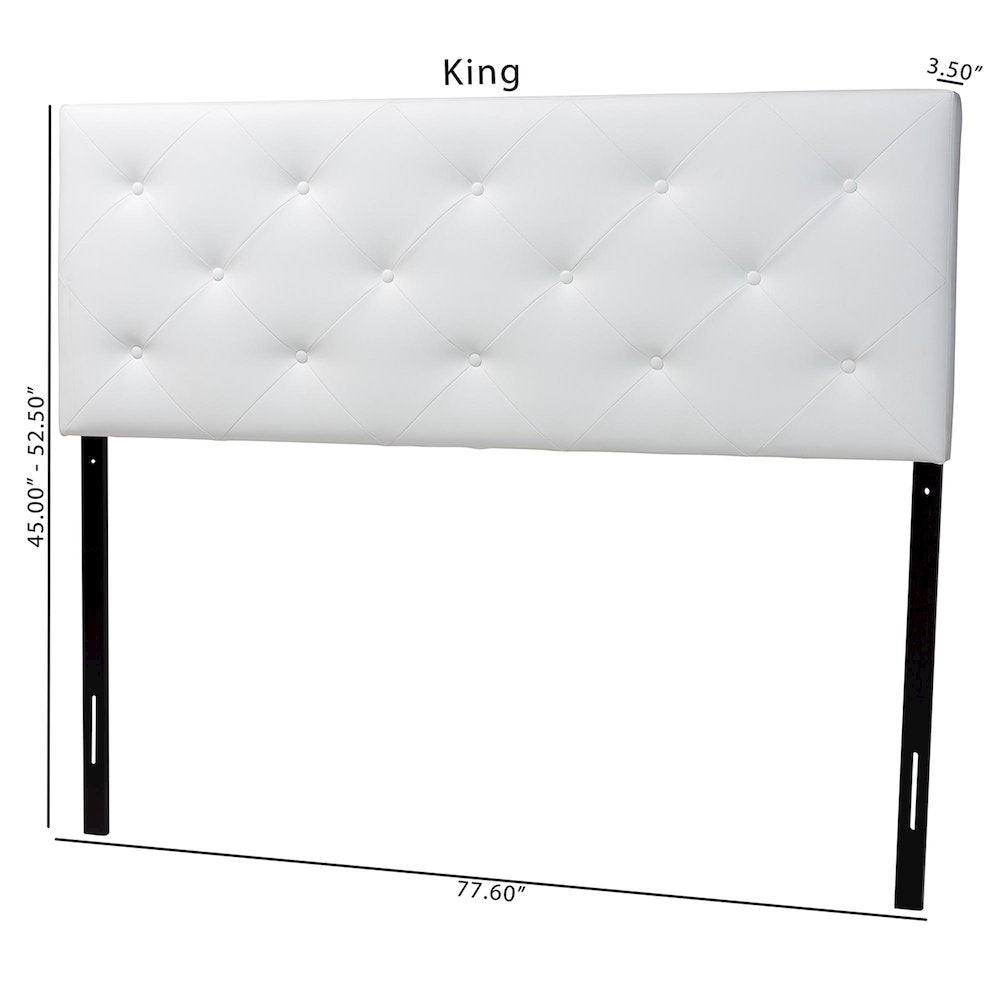 Baltimore Modern and Contemporary King White Faux Leather Upholstered Headboard