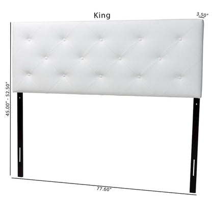 Baltimore Modern and Contemporary King White Faux Leather Upholstered Headboard