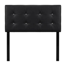 Queen Black Headboard with Faux Crystal Buttons and Contemporary Style