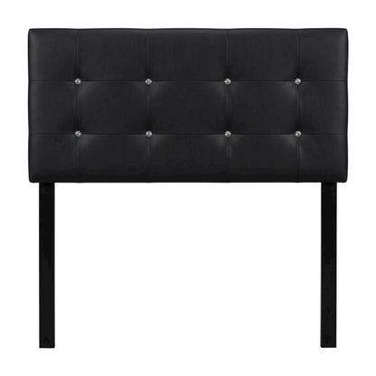 Queen Black Headboard with Faux Crystal Buttons and Contemporary Style
