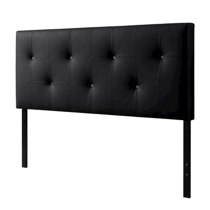 Queen Black Headboard with Faux Crystal Buttons and Contemporary Style