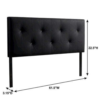 Queen Black Headboard with Faux Crystal Buttons and Contemporary Style