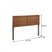 Walnut Brown Rubberwood Queen Headboard with Mid-Century Design and Sturdy Frame