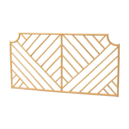 Brown Genuine Rattan Wall-Mount Headboard Queen Size Bohemian Design