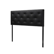 Black Faux Leather Queen Upholstered Headboard with Foam Padding and Wood Frame