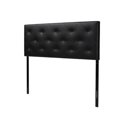 Black Faux Leather Queen Upholstered Headboard with Foam Padding and Wood Frame