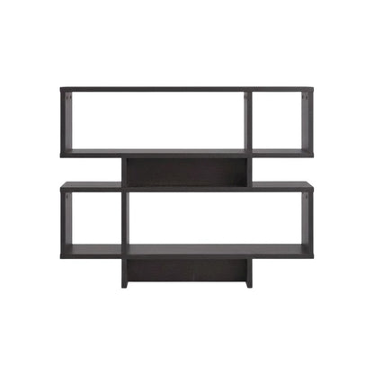 Brown modern bookshelf with 4 shelves, engineered wood, transitional style