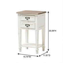Distressed Finish Wood Nightstand in Weathered Oak, White Wash, Provincial Style