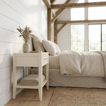 Ivory Wood Nightstand with Single Drawer for Bedroom Decor