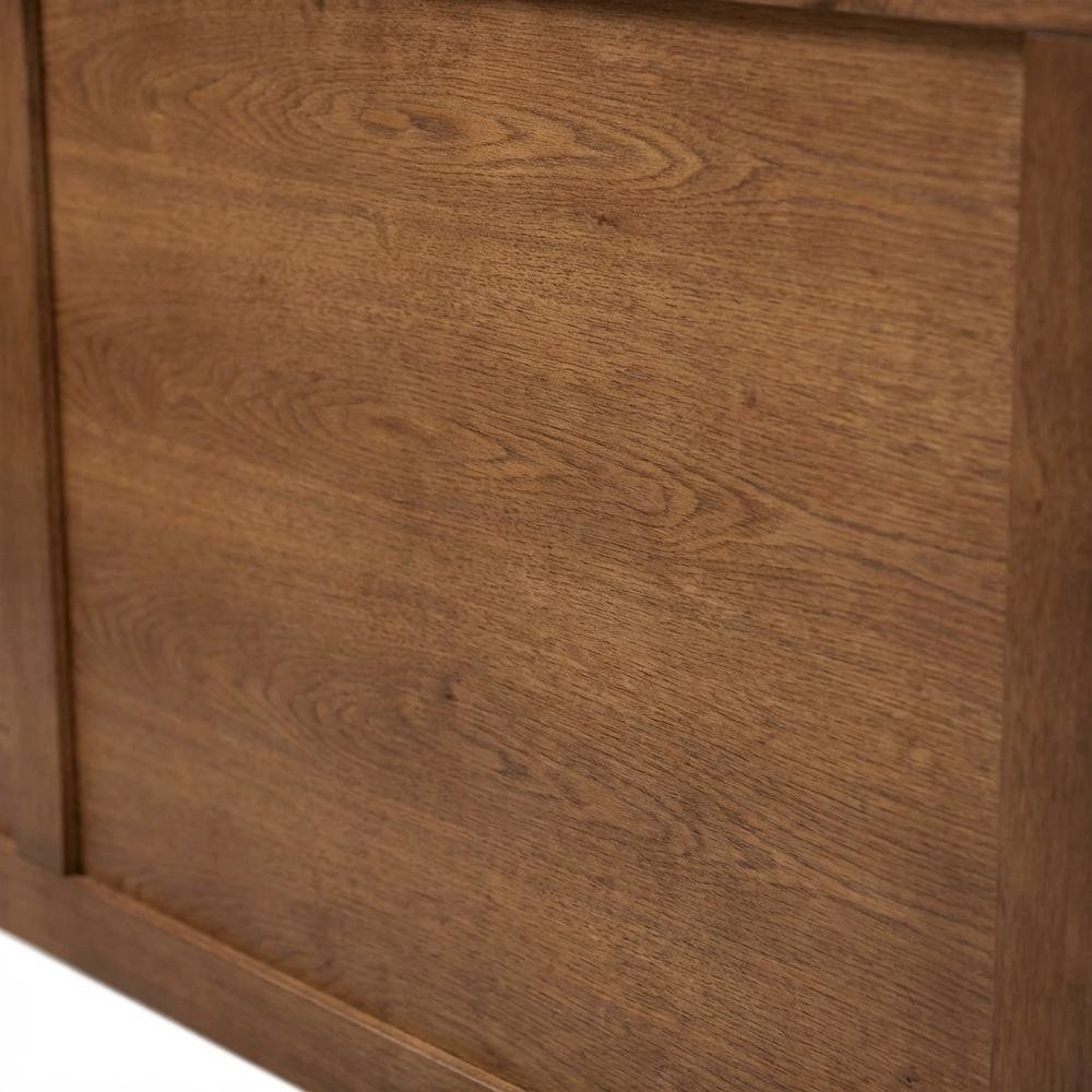 Walnut Brown Rubberwood Queen Headboard with Mid-Century Design and Sturdy Frame