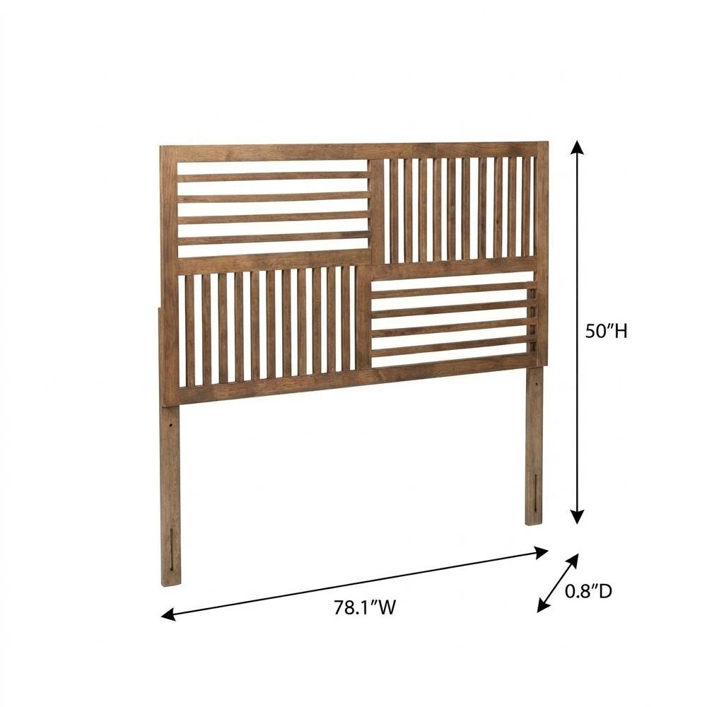 Brown Rubberwood King Size Headboard with Modern Design and Durable Wood Frame