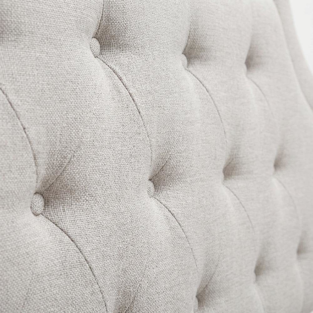 Greyish Beige Fabric Full Size Headboard, Foam Padding, LVL Frame for Bedrooms