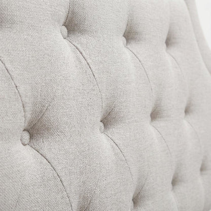 Greyish Beige Fabric Full Size Headboard, Foam Padding, LVL Frame for Bedrooms