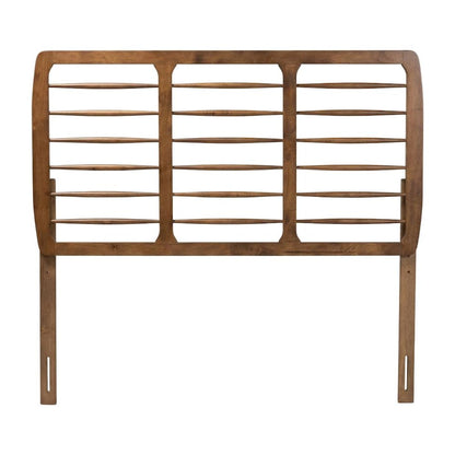 Walnut Finished Mid-Century Queen Headboard in Rubberwood Frame