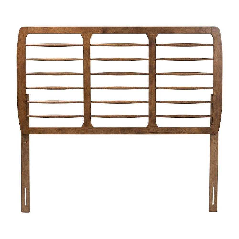 Walnut Finished Mid-Century Queen Headboard in Rubberwood Frame