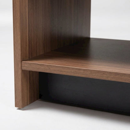 Contemporary Walnut and Black Nightstand with Wood Finish and Single Drawer