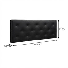 Black Faux Leather Queen Upholstered Headboard with Foam Padding and Wood Frame