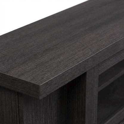 Contemporary Brown Wood TV Stand with Glass Doors and Elegant Finish