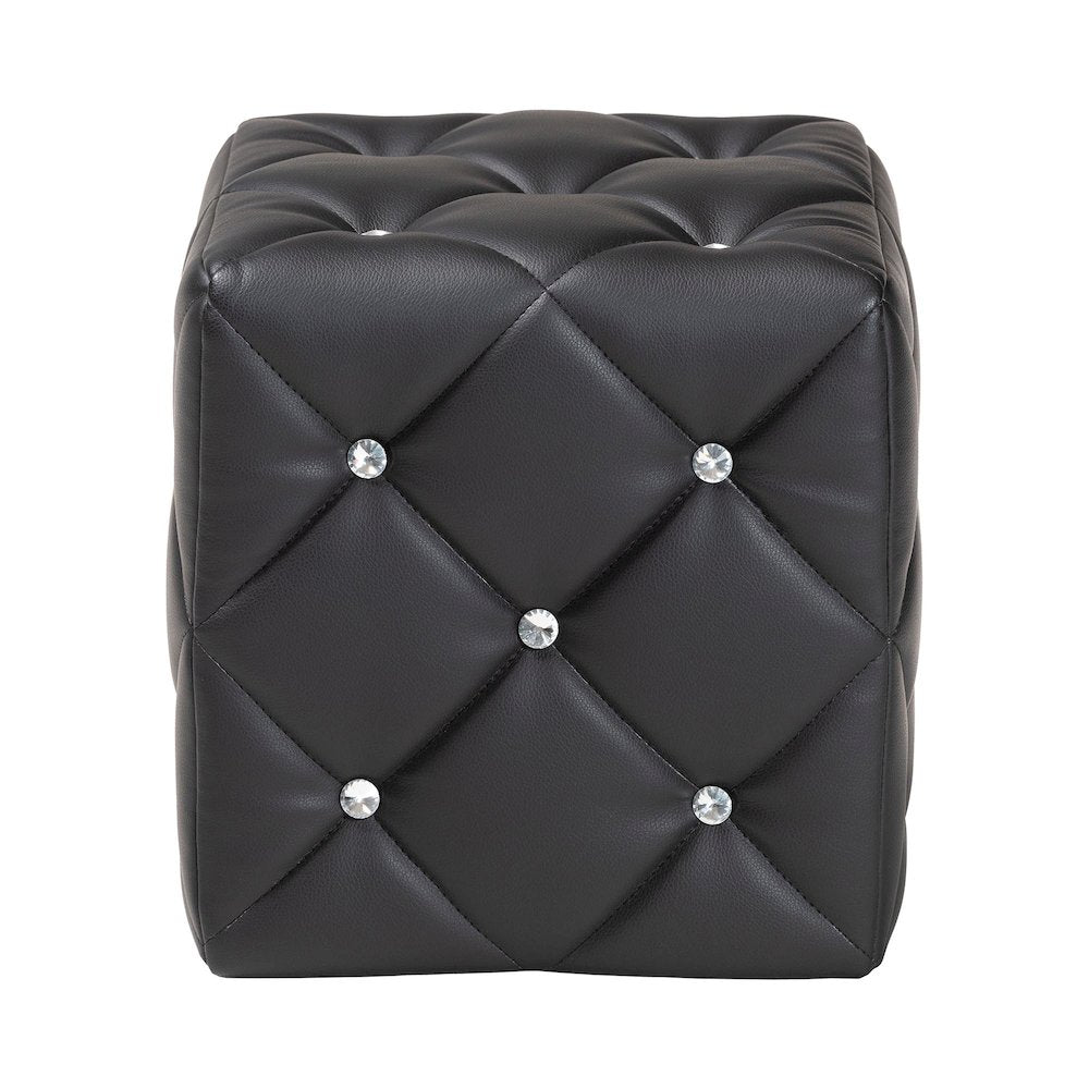 Stacey Modern and Contemporary Black Faux Leather Upholstered Ottoman