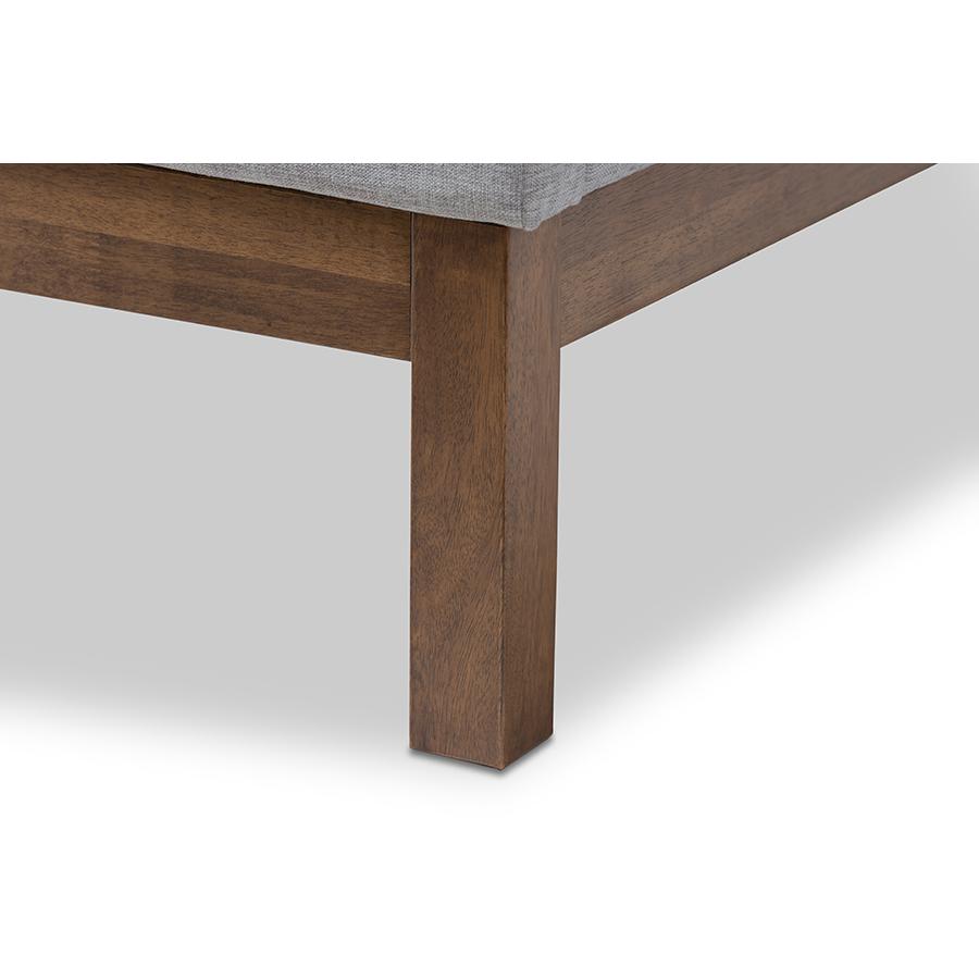 Louvain Modern and Contemporary Greyish Beige Fabric Upholstered Walnut-Finished Twin Sized Platform Bed