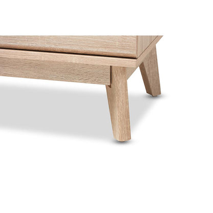 Miren Mid-Century Modern Light Oak and Dark Grey 5-Drawer Chest