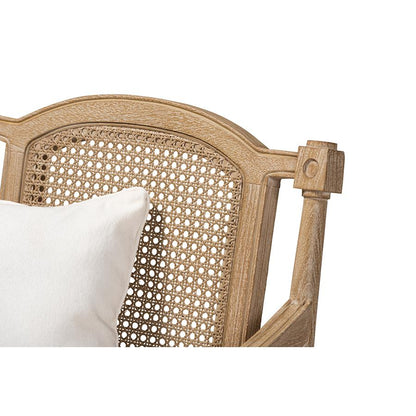 Baxton Studio Clemence French Provincial Ivory Fabric Upholstered Whitewashed Wood Armchair
