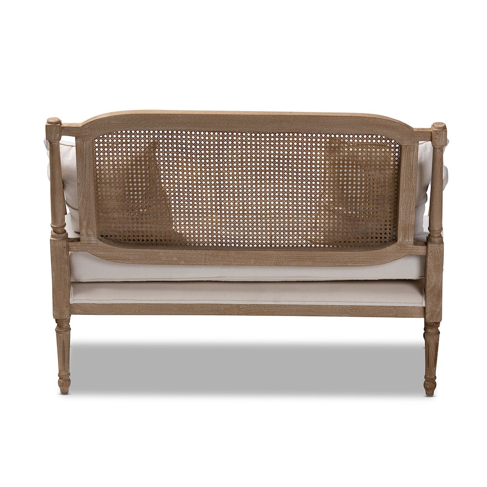 Baxton Studio Clemence French Provincial Ivory Fabric Upholstered Whitewashed Wood Armchair