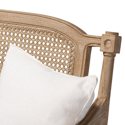Baxton Studio Clemence French Provincial Ivory Fabric Upholstered Whitewashed Wood Armchair