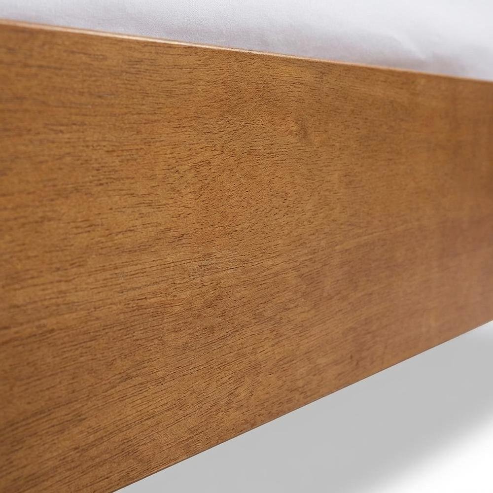 Mid-Century Full Size Platform Bed with Headboard in Ash Walnut Finish
