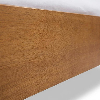 Mid-Century Full Size Platform Bed with Headboard in Ash Walnut Finish