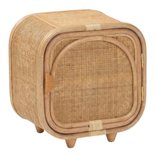 Bohemian Rattan and Mahogany Nightstand with Elegant Finish