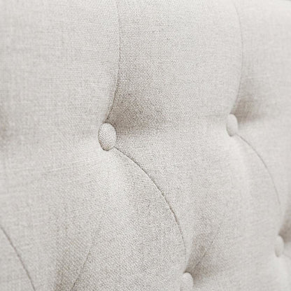 Greyish Beige Fabric King Size Headboard with Foam Padding and Durable LVL Frame