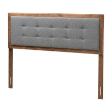 Dark Grey Fabric Upholstered Headboard with Button Tufting Rubberwood Frame