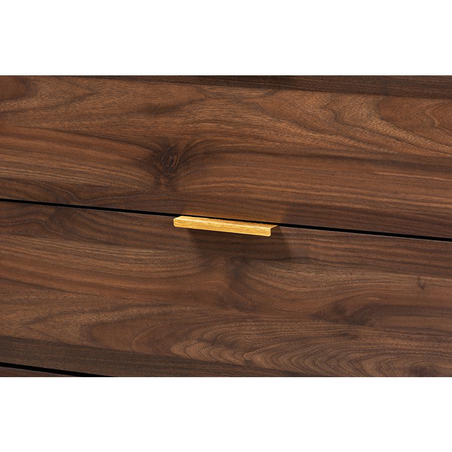 Baxton Studio Lena Mid-Century Modern Walnut Brown Finished 6-Drawer Wood Dresser
