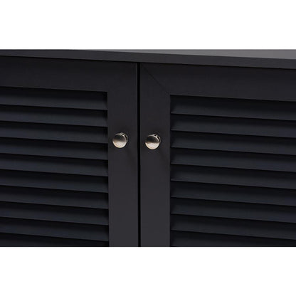 Dark Grey shoe storage cabinet with 8 shelves and engineered wood construction