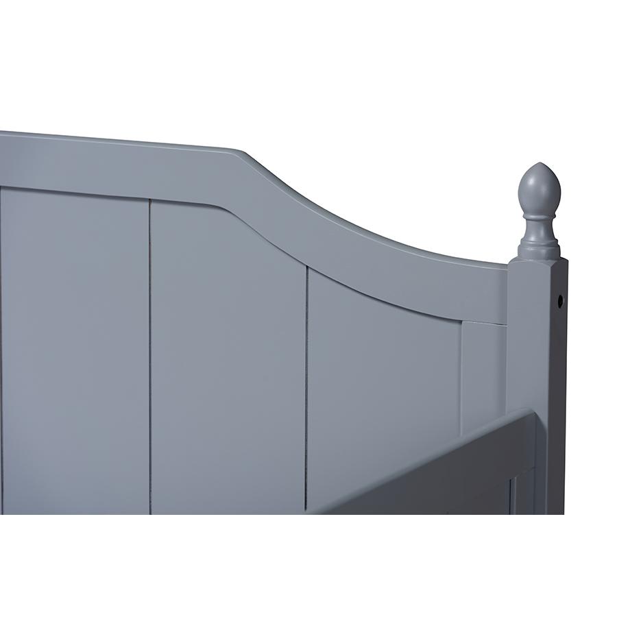 Grey finish wood twin size daybed with trundle, rustic style, sturdy frame