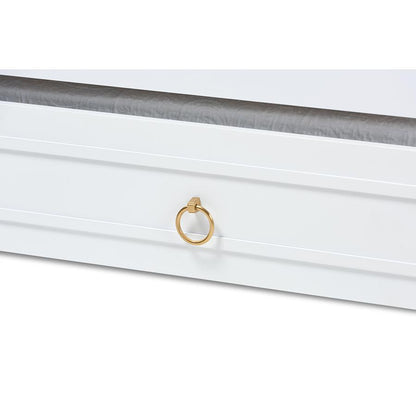 Traditional White Twin Daybed with Trundle, Pinewood Frame, Stylish Design