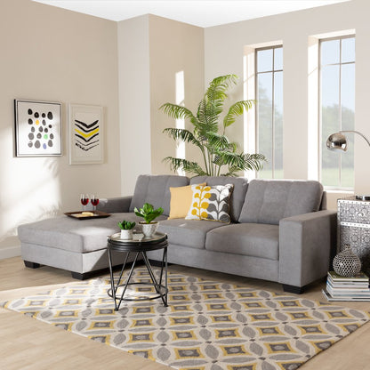 Light Grey Fabric Upholstered Sectional Sofa with Left Facing Chaise