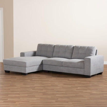 Light Grey Fabric Upholstered Sectional Sofa with Left Facing Chaise