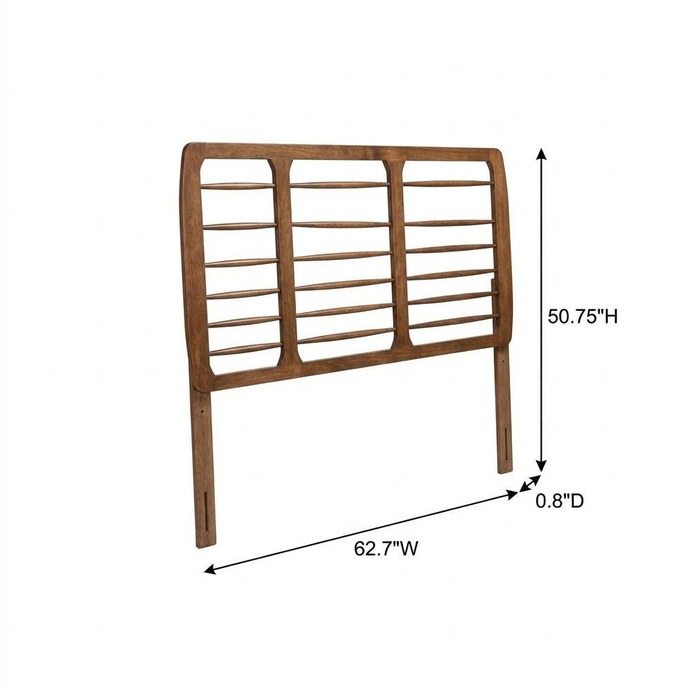 Walnut Finished Mid-Century Queen Headboard in Rubberwood Frame