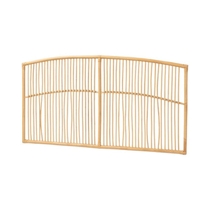 Brown Rattan Wall-Mount Queen Headboard, Bohemian Style, Non-Tufted Design