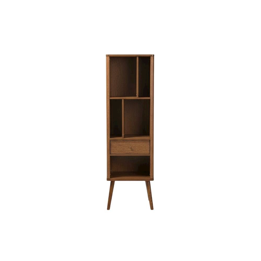 Brown 1-Drawer Sideboard Storage Cabinet with Mid-Century Design