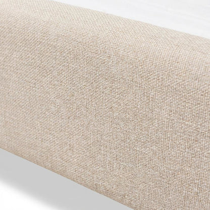 Light Beige Fabric Upholstered Queen Platform Bed with Mid-Century Style