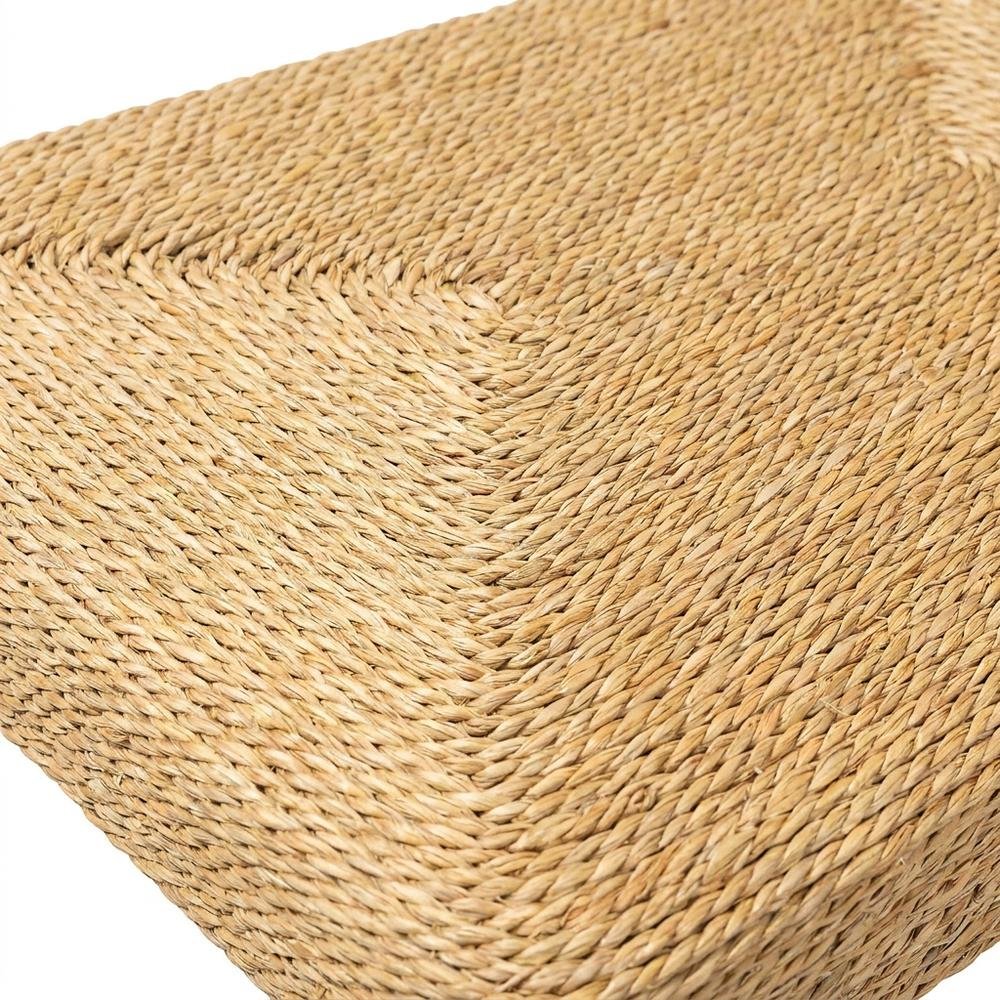 Seagrass and Mahogany Wood Boho Woven Dining Chair for Dining Room, Natural