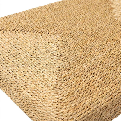 Seagrass and Mahogany Wood Boho Woven Dining Chair for Dining Room, Natural