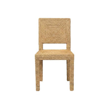 Seagrass and Mahogany Wood Boho Woven Dining Chair for Dining Room, Natural