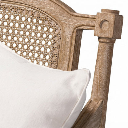 Cotton-Blend Fabric Loveseat, French Provincial Mahogany Legs, Ivory/Oak
