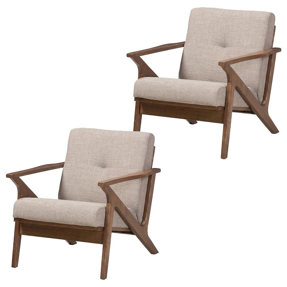 Mid-Century Modern Fabric Tufted Lounge Chair, Accent Chair, Light
