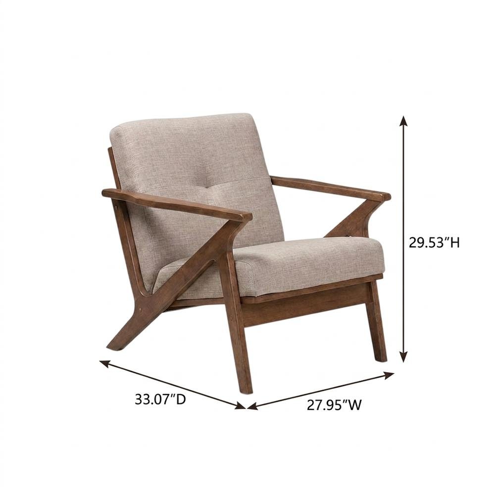 Mid-Century Modern Fabric Tufted Lounge Chair, Accent Chair, Light