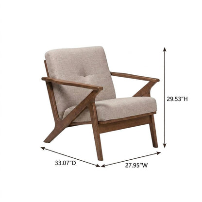 Mid-Century Modern Fabric Tufted Lounge Chair, Accent Chair, Light